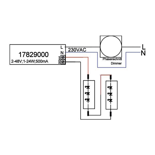 LED-Steuerung 1-24W 500mA 48V IP20 dim Dimmung Phasenabschnitt Kstgeh dyn