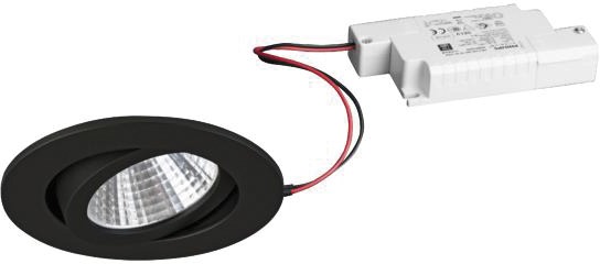 LED-Einbaustrahler 7W 2700K 740lm Konv sw mt 1LED Alu IP20 RF:hochglänzend