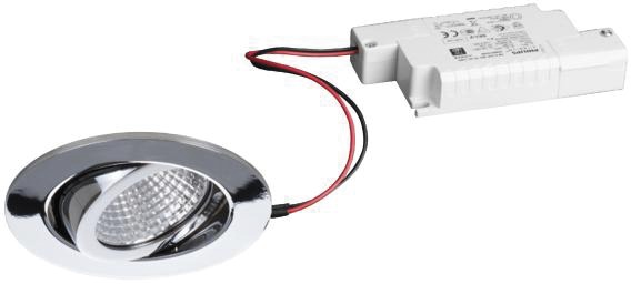 LED-Einbaustrahler 6W 3000K 650lm Konv chr glz 1LED Alu IP65 RF:hochglänzend