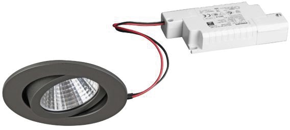 LED-Einbaustrahler 6W 3000K 650lm Konv ti mt 1LED Alu IP65 titan Steck Ø/EB68mm