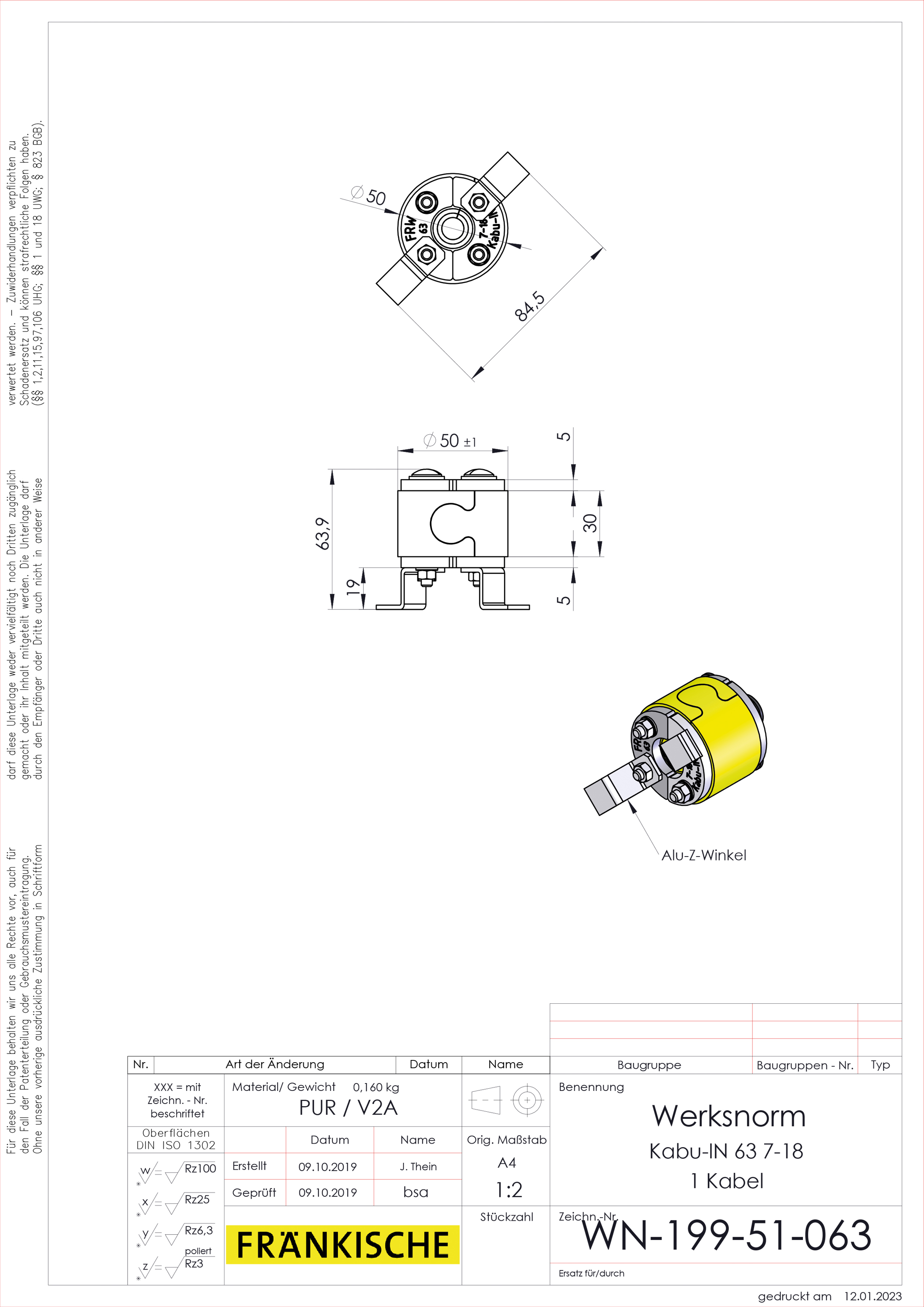 Mauerdurchführung Ø50-54m Ø9-18mm L30mm Pressringdichtung