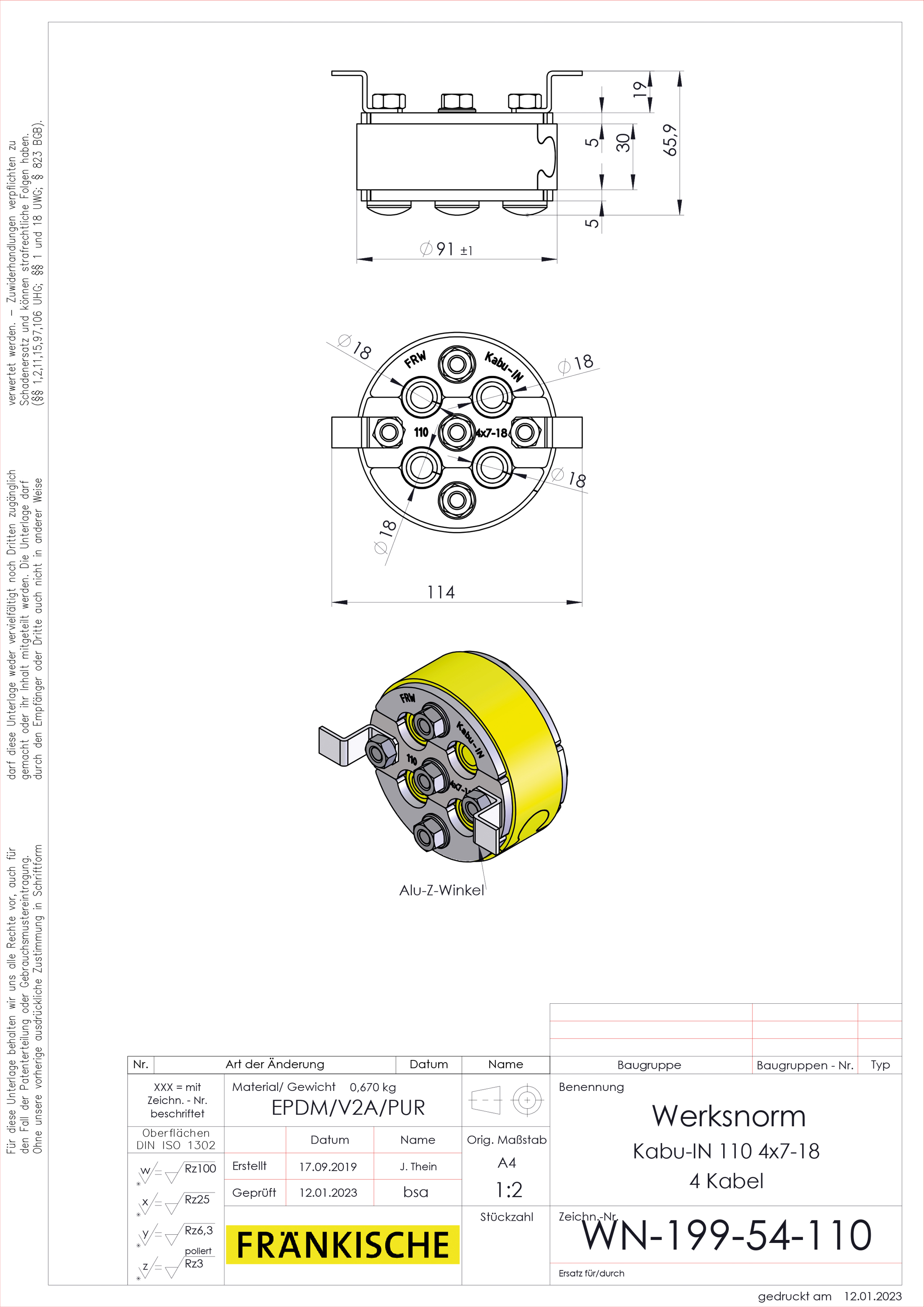 Mauerdurchführung Ø92-94m Ø9-18mm L30mm Pressringdichtung