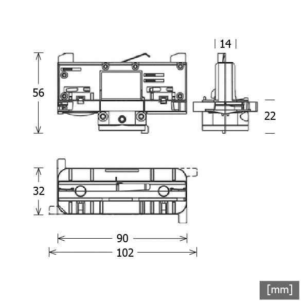 Leuchtenanschlussadapter Stromschienen ws 71,6mm