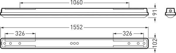 LED-Feuchtraumleuchte 41W 4000K 6400lm gr Konv Dimmung DALI IP66 1552x102x91mm