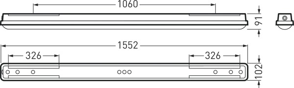 LED-Feuchtraumleuchte 41W 6500K 6400lm gr Konv IP66 1552x102x91mm