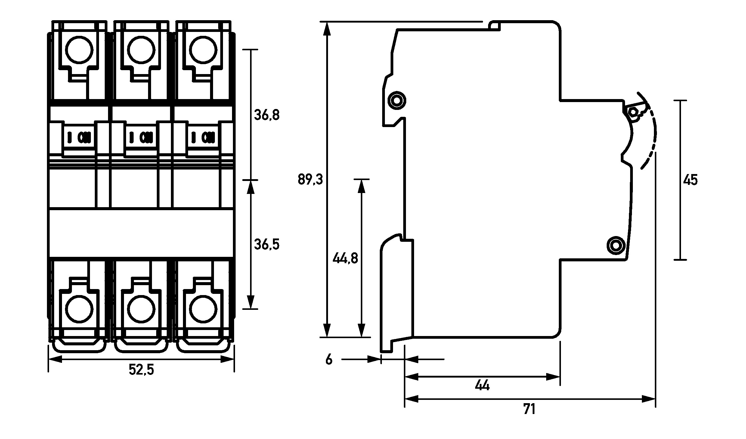 Leitungsschutzschalter AC G 5A 3p 480V 3TE 16,67-400Hz IP20