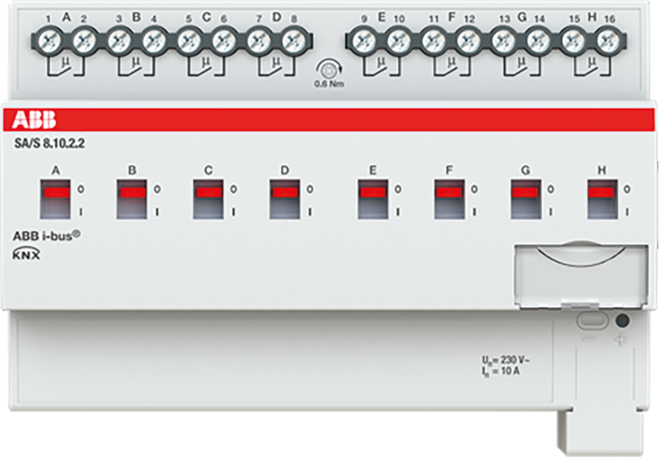 Schaltaktor KNX REG 8TE 8Ausg 10A 2500W 230V Vor Ort-/Handbedienung