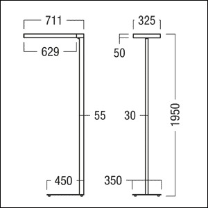 LED-Stehleuchte 92W 4000K 11350lm Konv 1LED elektr.Trafo dir/indir ws