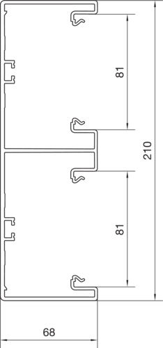 Geräteeinbaukanal Kst 210x68mm ver-ws RAL9016 GEB-K unbeh 12480qmm 2000mm