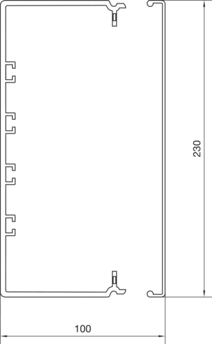 Leitungsführungskanal Kst 100x230x2000mm ver-ws LF-K unbeh 19660qmm RAL9016