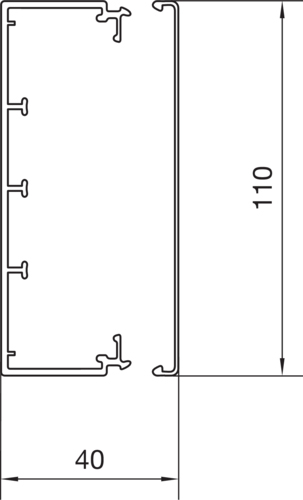 Leitungsführungskanal Kst 40x110x2000mm ver-ws LF-K unbeh 3115qmm RAL9016