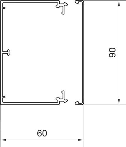 Leitungsführungskanal Kst 60x90x2000mm ver-ws LF-K unbeh RAL9016