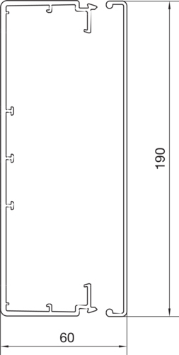 Leitungsführungskanal Kst 60x190x2000mm ver-ws LF-K unbeh 9060qmm RAL9016