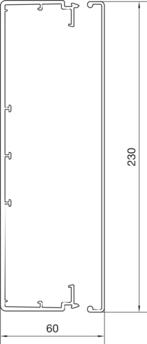 Leitungsführungskanal Kst 60x230x2000mm ver-ws LF-K unbeh 10998qmm RAL9016