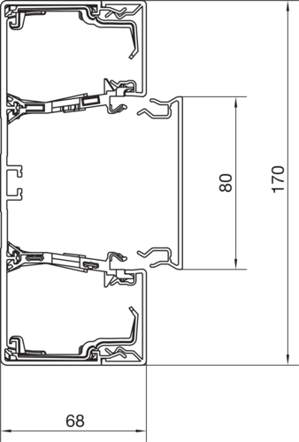 Geräteeinbaukanal Kst 170x68mm gra-sw RAL9011 GEB-K gra/sw unbeh 9130qmm