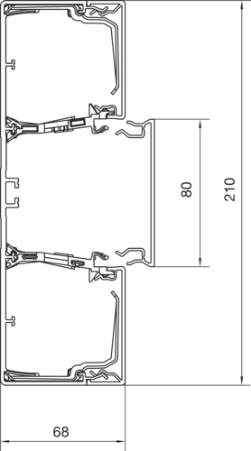 Geräteeinbaukanal Kst 210x68mm gra-sw RAL9011 GEB-K gra/sw unbeh 11300qmm