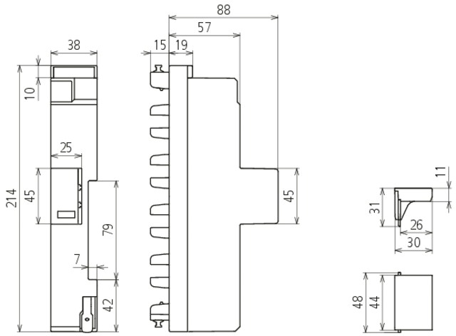 Kombi-Ableiter Sammelsch TN-C 230VAC 3p 1,5kV 2TE Netzform TN-C opt