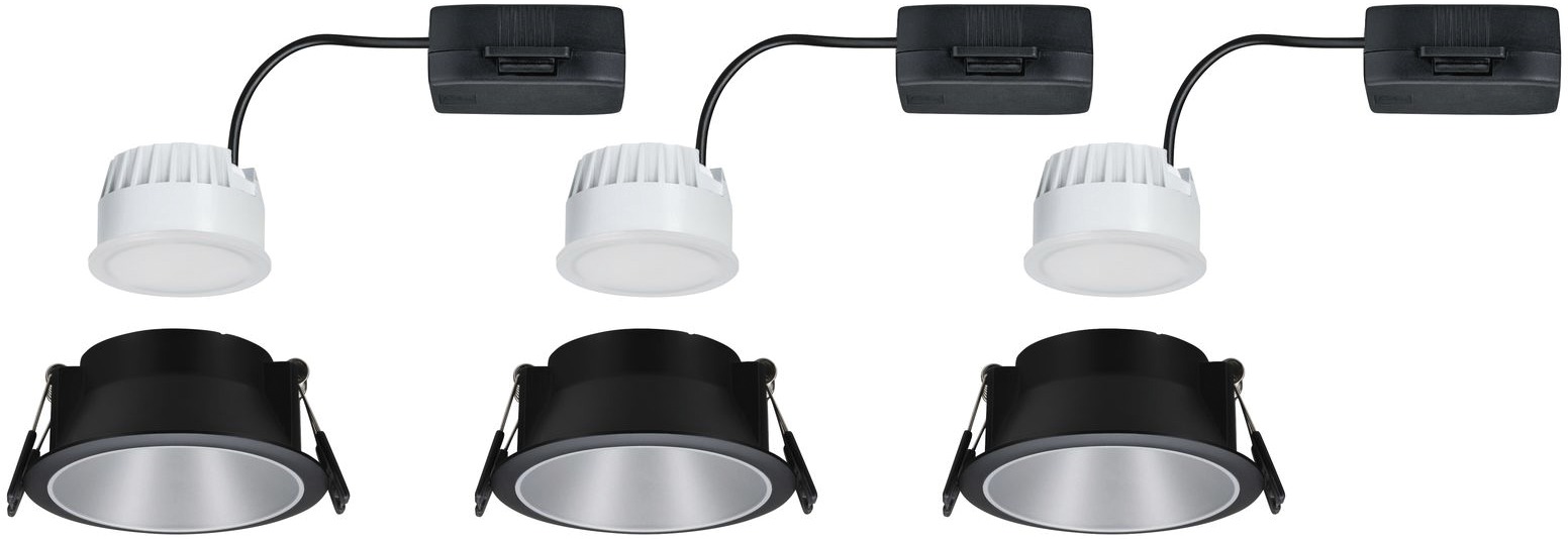 LED-Einbaudownlightset Cole Coin 3x6,5W sw/si