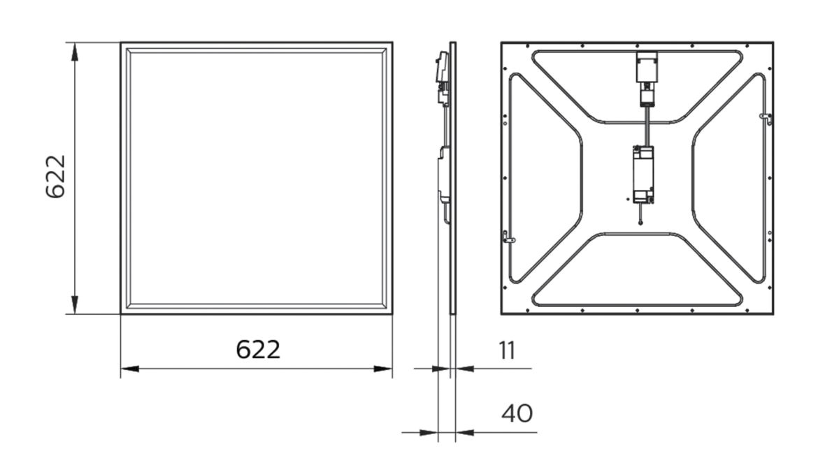 LED-Deckeneinbauleuchte CoreLine 29W 4000K 3600lm Konv IP44 622x622x11mm