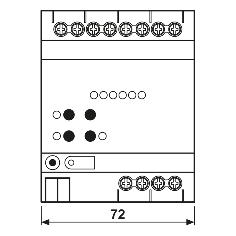 Schaltaktor KNX REG 4TE 6Ausg 16A 3000W 110-230V Vor Ort-/Handbedienung