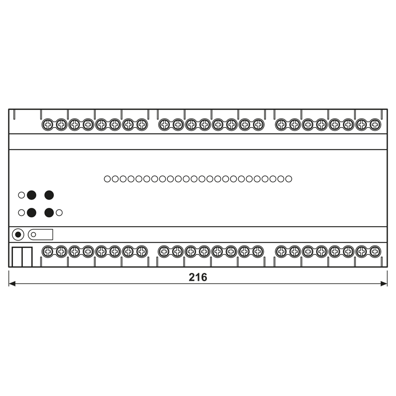 Schaltaktor KNX REG 12TE 24Ausg 16A 3000W 110-230V Vor Ort-/Handbedienung