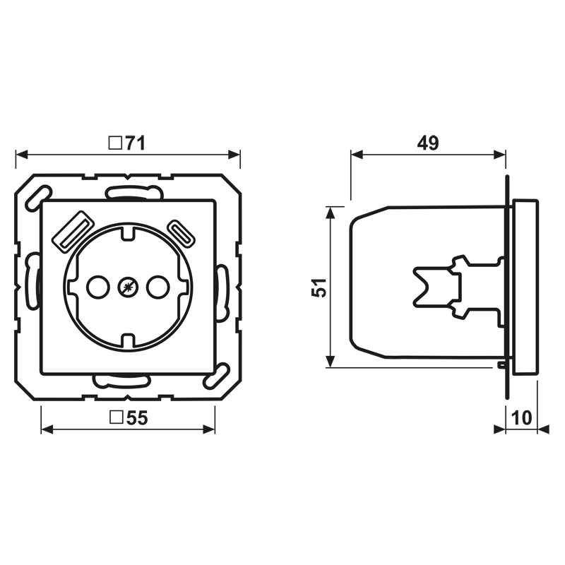 Steckdose 1f aws glz AS/A 1USB-A 1USB-C UP Mit erhöhtem Berührungsschutz IP20