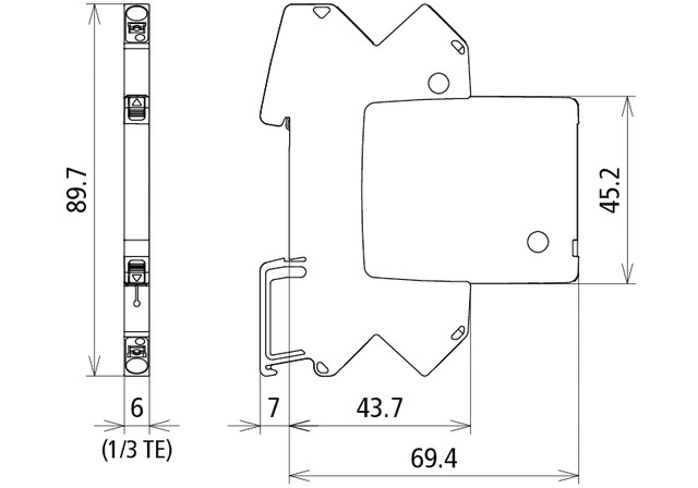 Kombiableiter 24VDC 90Va-a 75Va-e TS35 Hutschiene TH35 3kA Klemm