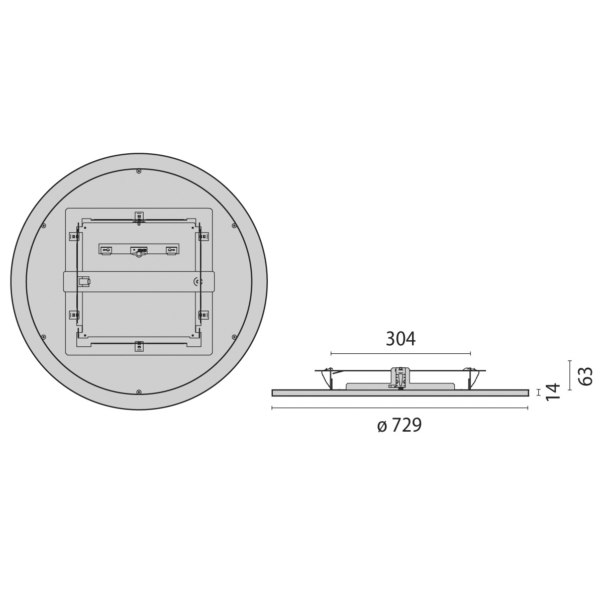 LED-Deckeneinbauleuchte FL ROUND777 44W 4000K 4750lm ws Konv Dimmung DALI IP20