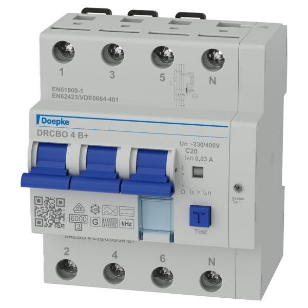 FI/LS-Schutzschalter C20 4p 0,03A B+ 6kA 4,5TE 3p 400V