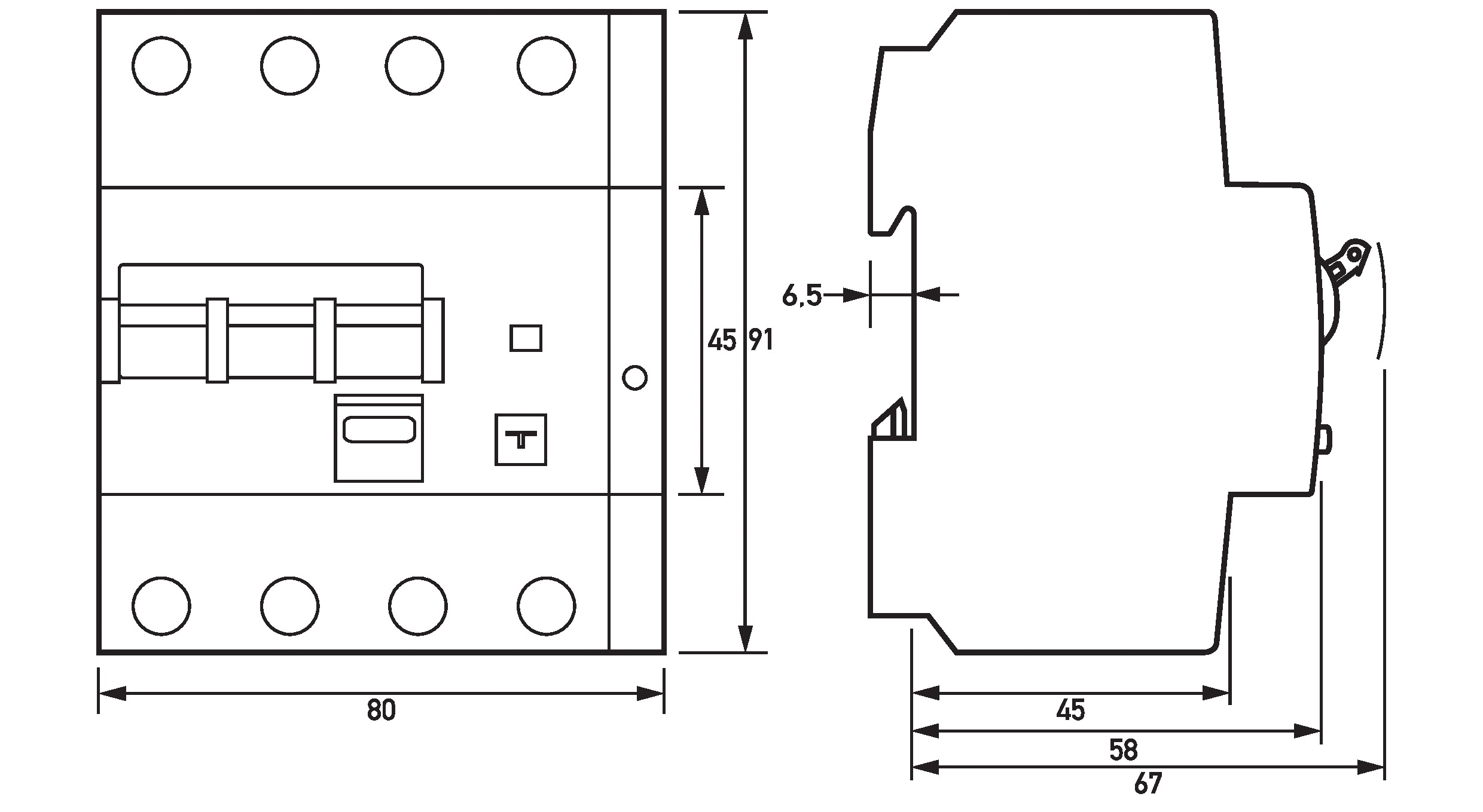 FI/LS-Schutzschalter C20 4p 0,03A B+ 6kA 4,5TE 3p 400V