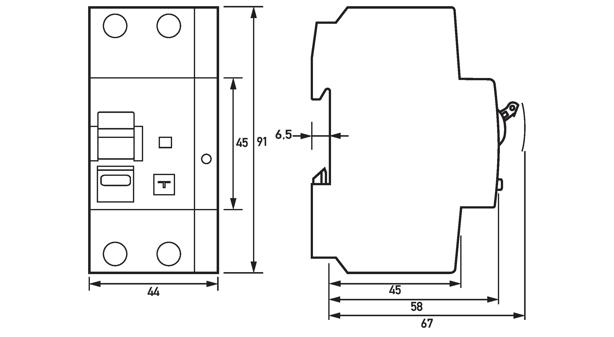 FI/LS-Schutzschalter B25 2p 0,1A B 6kA 2,5TE 1p 230V