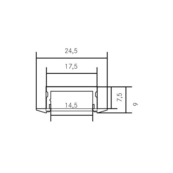 Einbauprofil sw Alu 2000x24,9x9mm