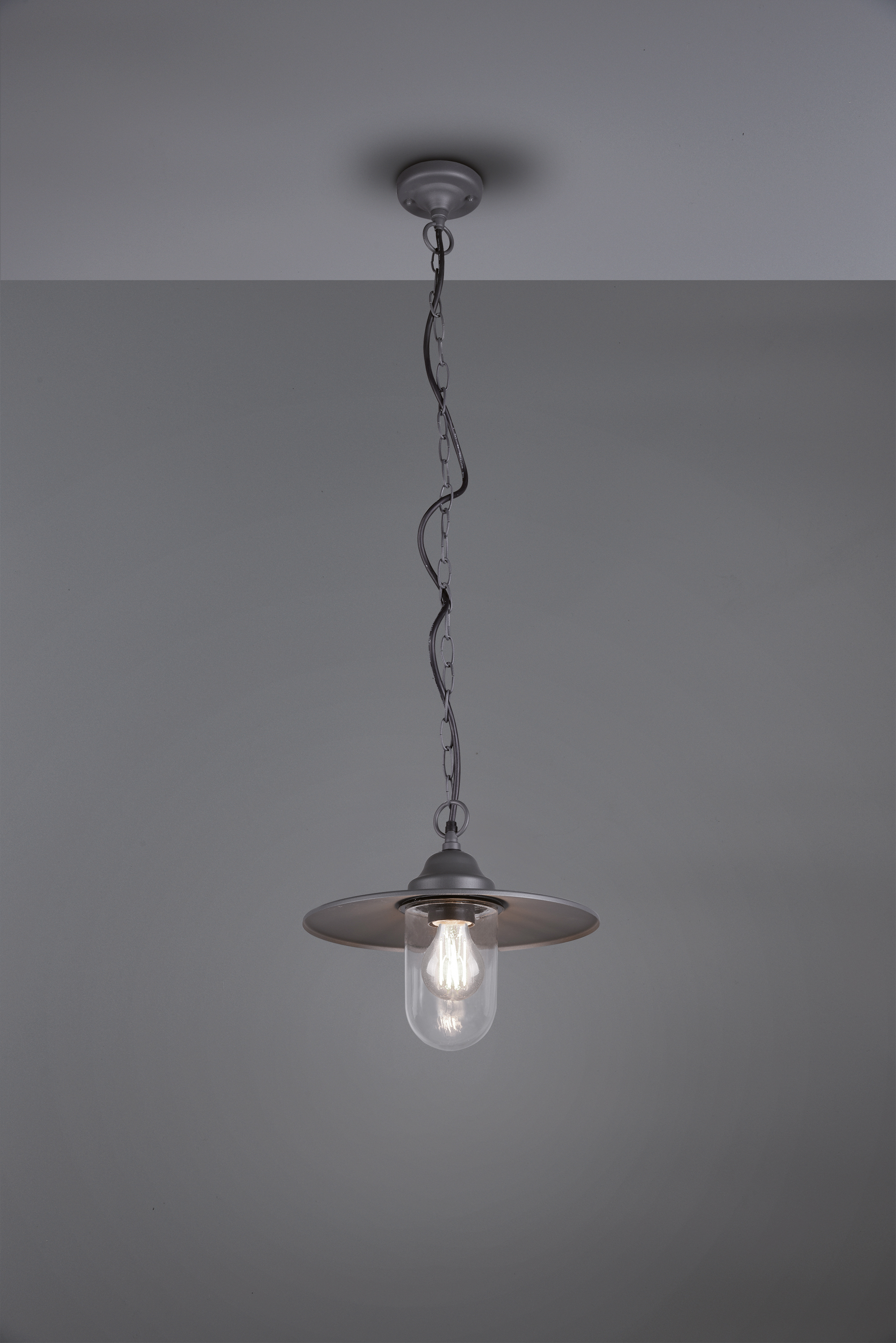 Pendelleuchte 40W BRENTA HV anth E27 sym IP44 Ø300mm