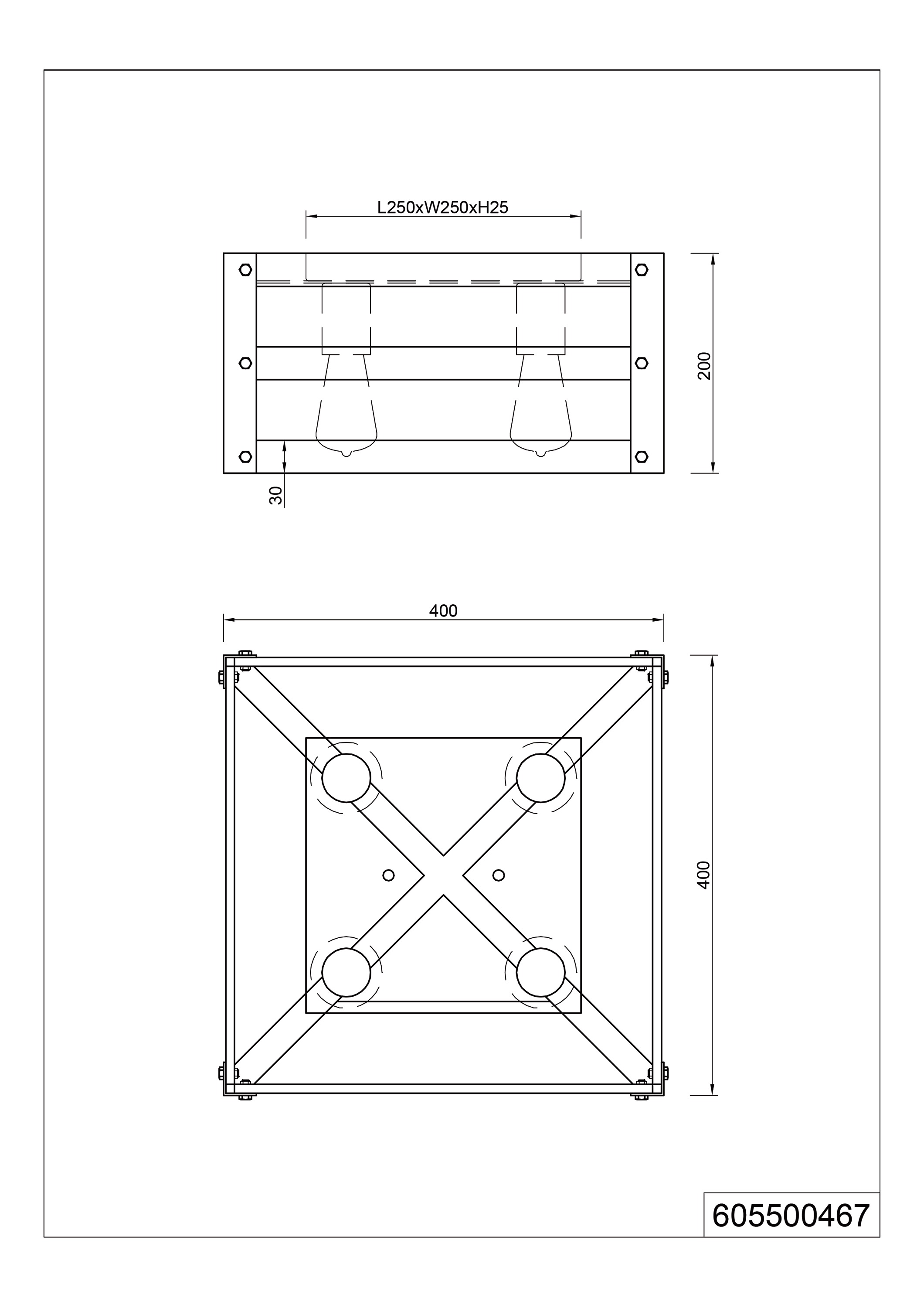 Deckenanbauleuchte KHAN 4x28W HV ni IP20 E27 400x400x200mm
