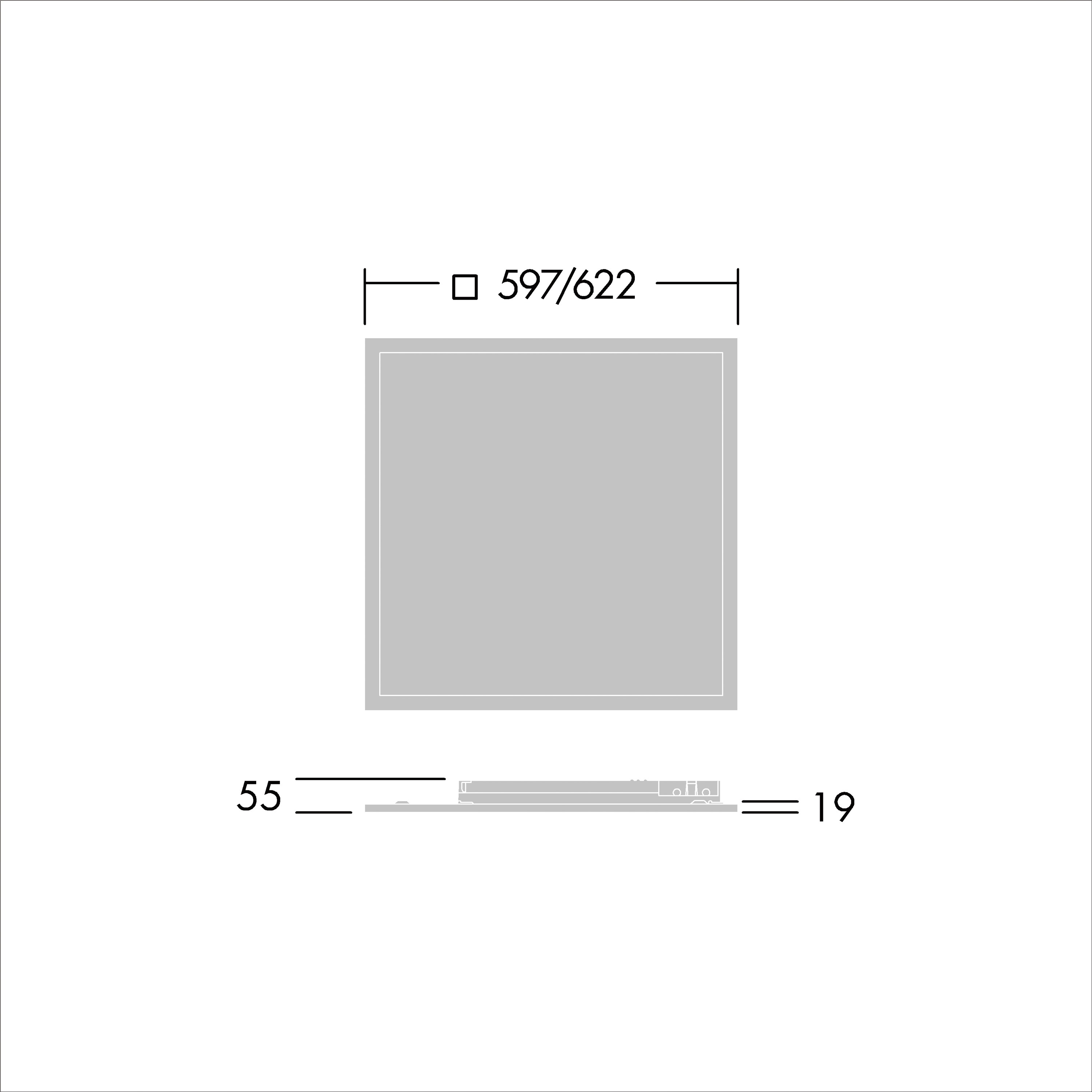 LED-Panel OmegaPro2 24W 4000K 3000lm ws Konv Dimmung DALI IP40 622x622x57mm