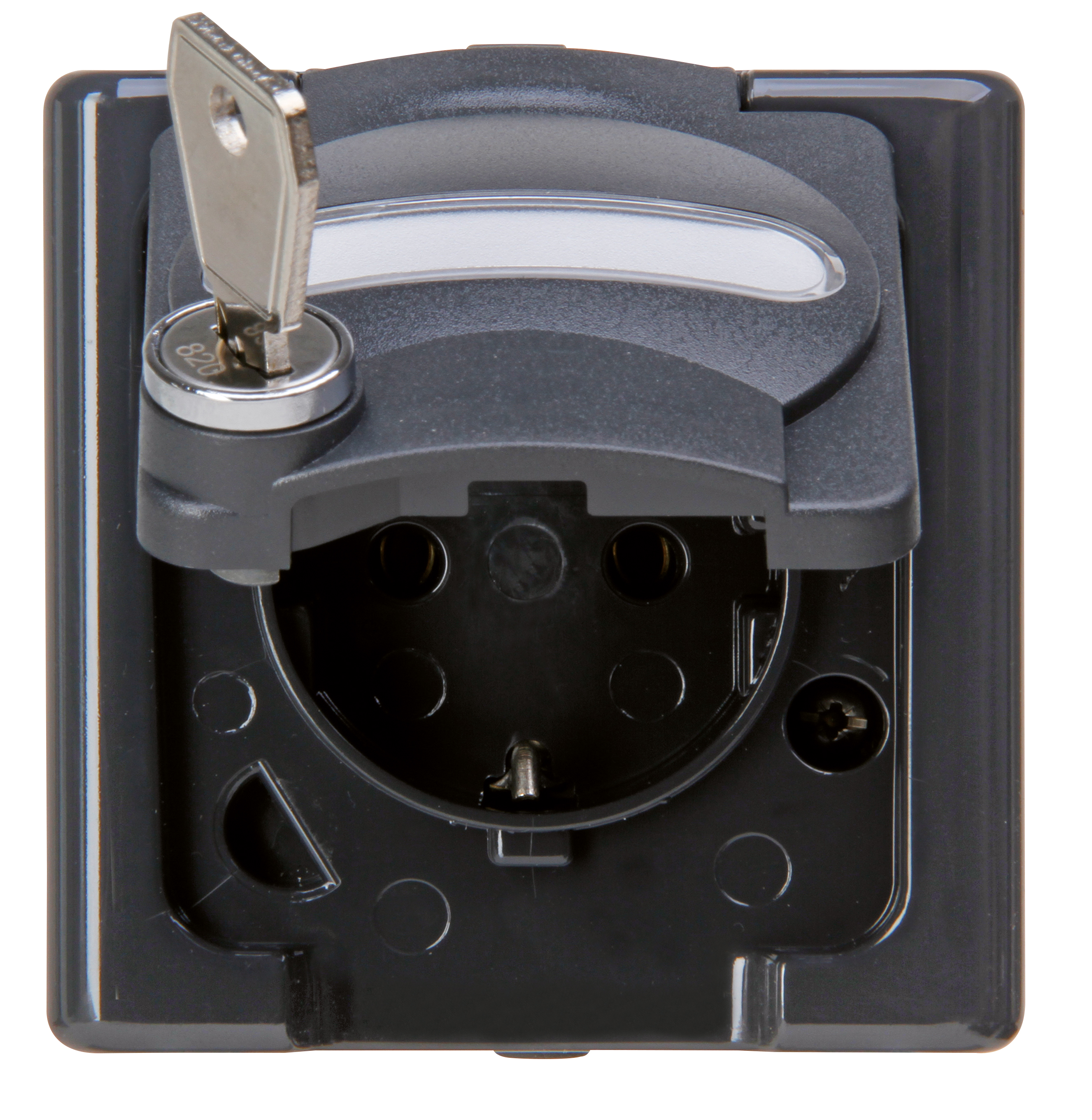 Steckdose 1f anth glz BLUEELECTRIC AP Klappd abschl IP44
