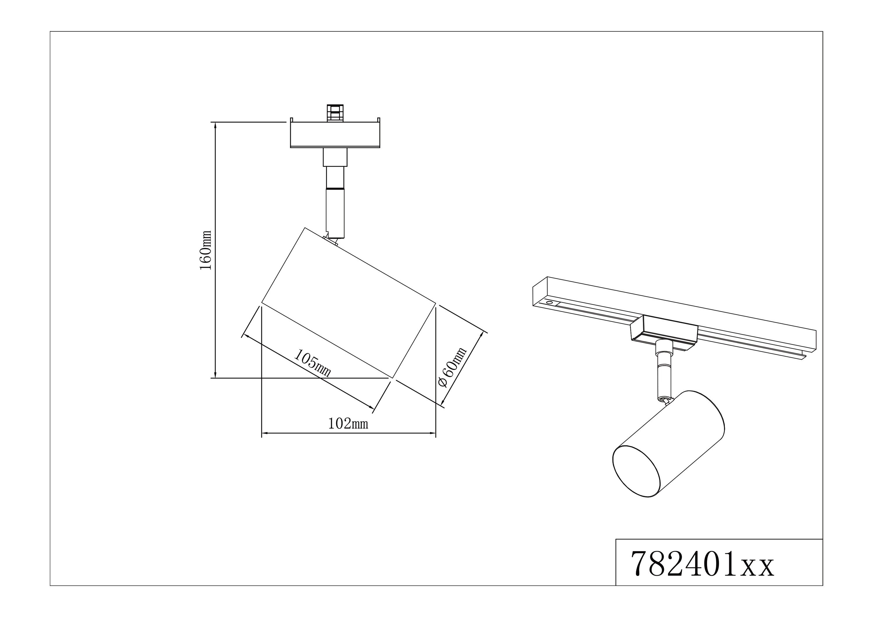 LED-Schienenstrahler 25W MARLEY sw mt ST IP20 2Ph 1LED GU10 102x160x60mm