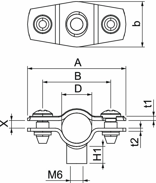 Abstandsschelle 1f Ø12mm geschl ST hfr f.Brandschutzber