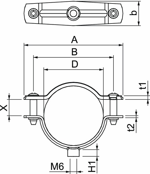 Abstandsschelle 1f Ø44mm geschl ST hfr f.Brandschutzber