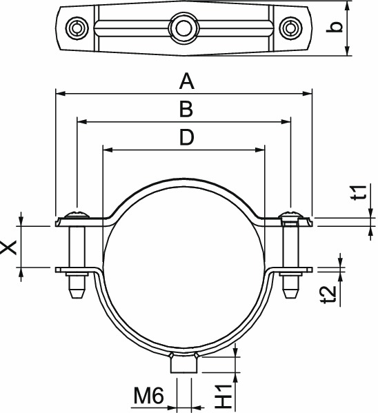 Abstandsschelle 1f Ø53mm geschl ST hfr f.Brandschutzber