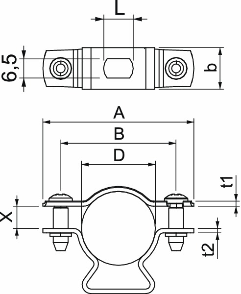 Abstandsschelle 1f Ø25mm geschl ST hfr f.Brandschutzber