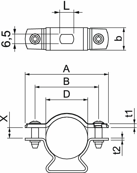 Abstandsschelle 1f Ø30mm geschl ST hfr f.Brandschutzber