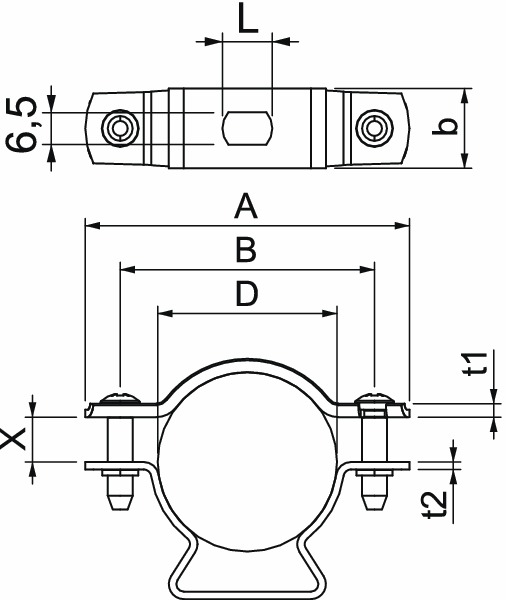 Abstandsschelle 1f Ø36mm geschl ST hfr f.Brandschutzber