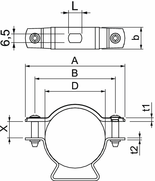 Abstandsschelle 1f Ø44mm geschl ST hfr f.Brandschutzber