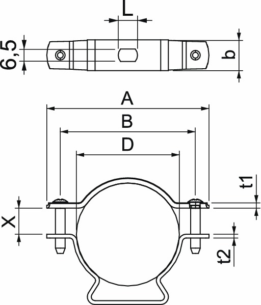 Abstandsschelle 1f Ø53mm geschl ST hfr f.Brandschutzber