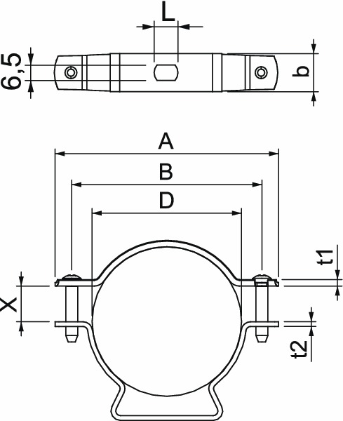 Abstandsschelle 1f Ø63mm geschl ST hfr f.Brandschutzber