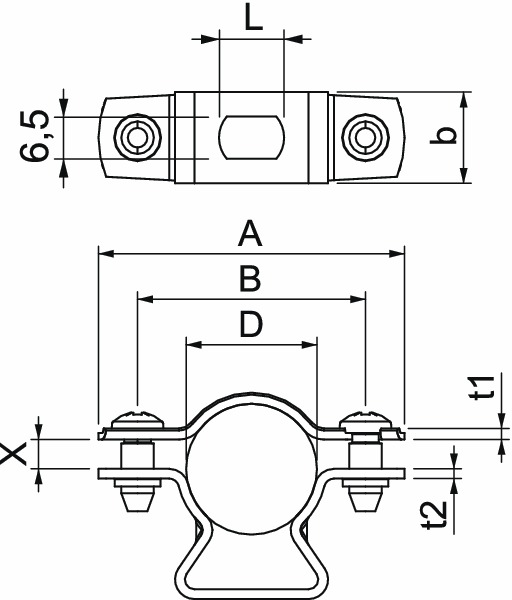 Abstandsschelle 1f Ø20mm geschl Alu hfr