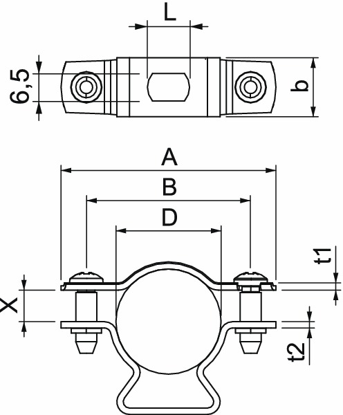 Abstandsschelle 1f Ø25mm geschl Alu hfr