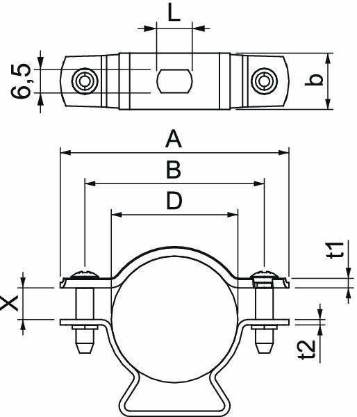 Abstandsschelle 1f Ø36mm geschl Alu hfr