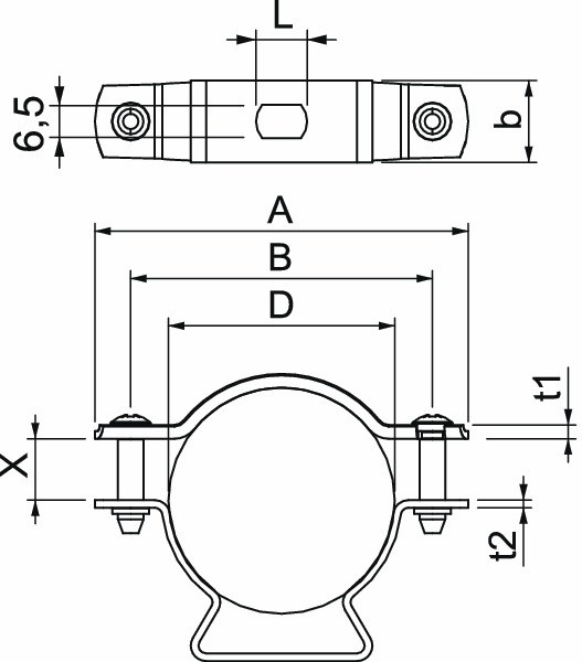 Abstandsschelle 1f Ø44mm geschl Alu hfr